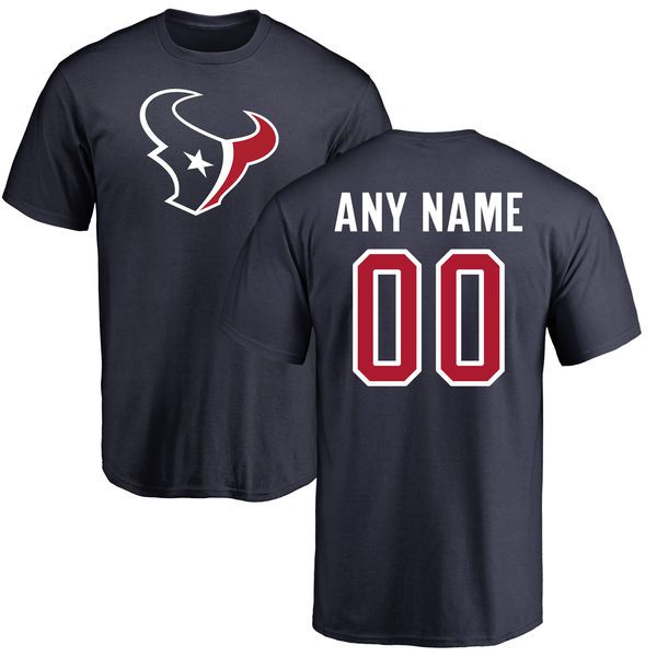 Men Houston Texans NFL Pro Line Navy Any Name  Number Logo Personalized T-Shirt->->Sports Accessory